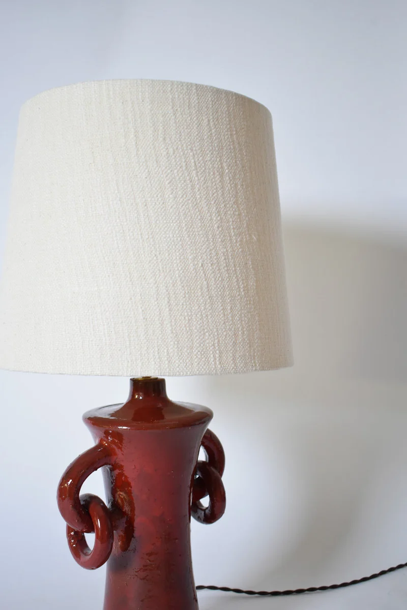 "Kasaï" Red Handles Ceramic Table Lamp