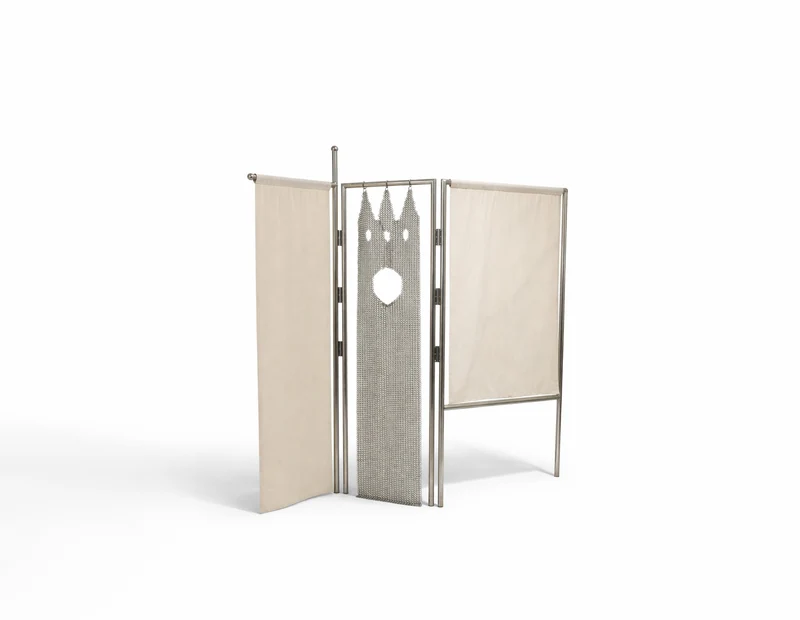 Gonfalon Paravent, Room Divider in Textile and Metal