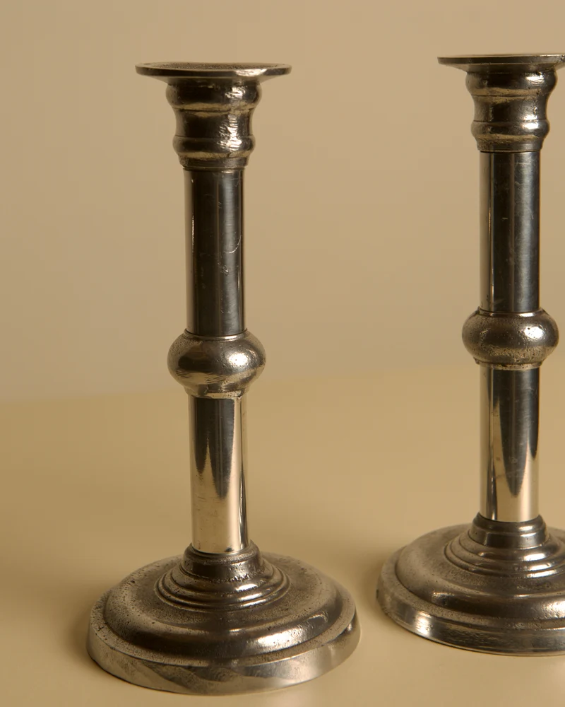 Pair of Italian Metal and Aluminum Candleholdersc80s