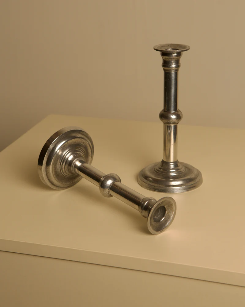 Pair of Italian Metal and Aluminum Candleholdersc80s