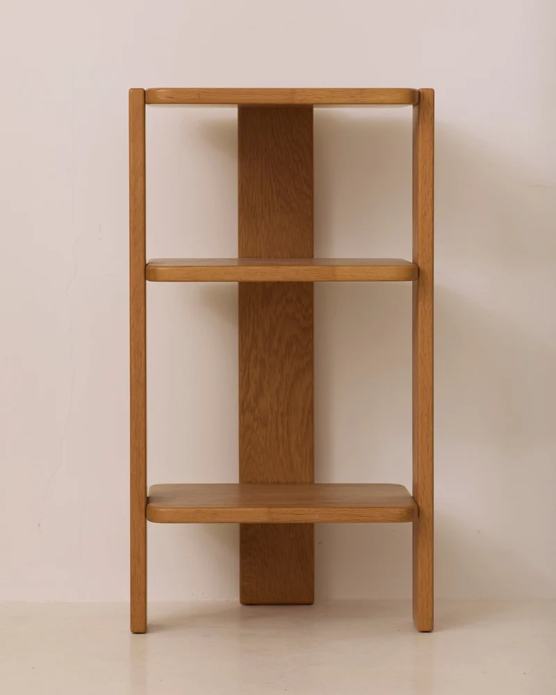 French Artisanal Shelf in Solid Oak c. 1980