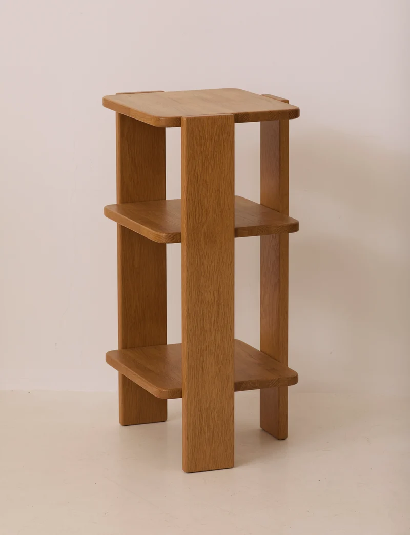 French Artisanal Shelf in Solid Oak c. 1980