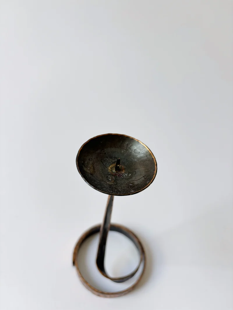 Coiled Metal Candleholder, Mid Century Poland