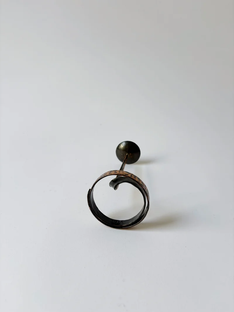 Coiled Metal Candleholder, Mid Century Poland