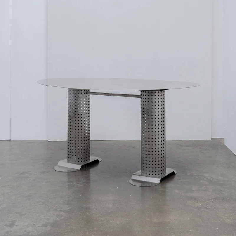 Postmodern Stainless Steel Dining Table, c.1980