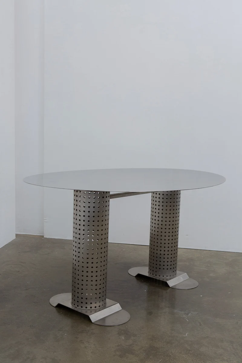 Postmodern Stainless Steel Dining Table, c.1980