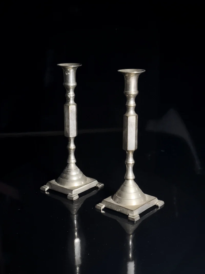 Silver plated candle holders