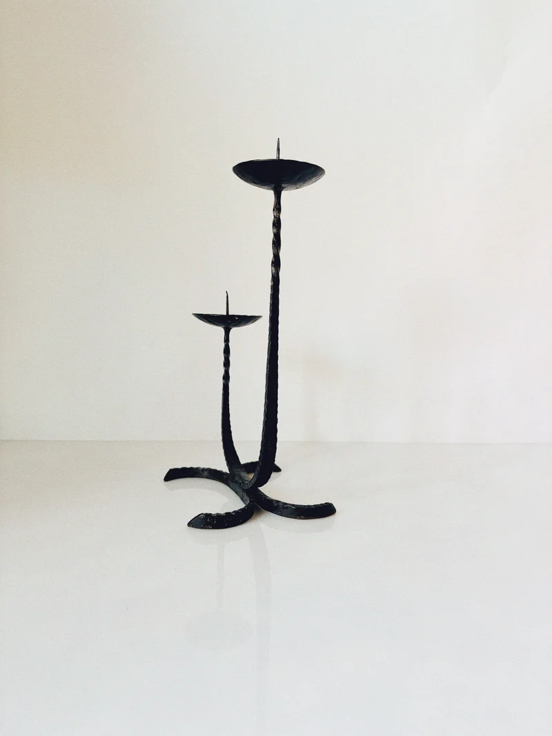 Forged Metal 2 Arm Candlestick, Poland