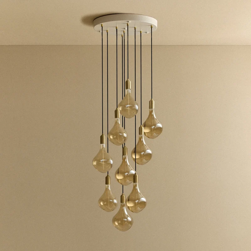 Nine Pendant in Brass + Voronoi II
