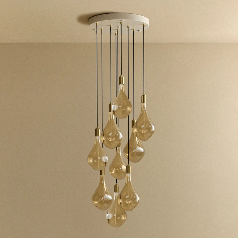Nine Pendant in Brass + Voronoi III
