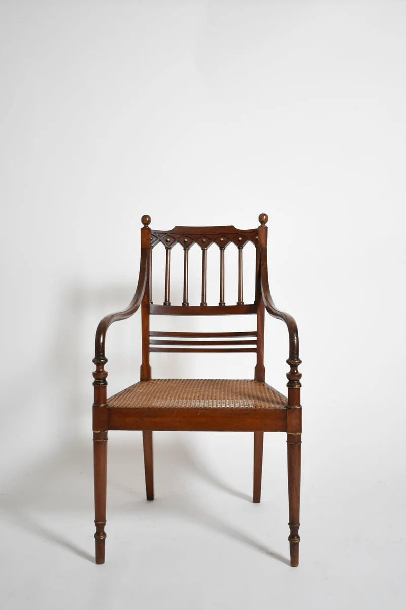 Pair of George III style armchairs, XIXth c.