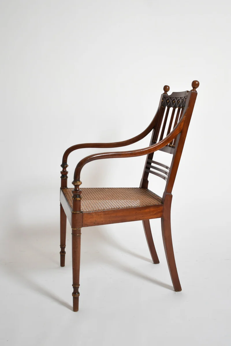 Pair of George III style armchairs, XIXth c.