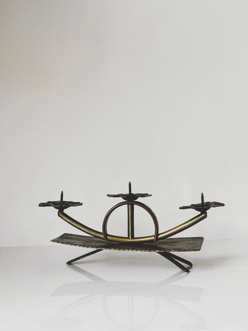3 Arm Handmade Mid Century Candlestick, Poland