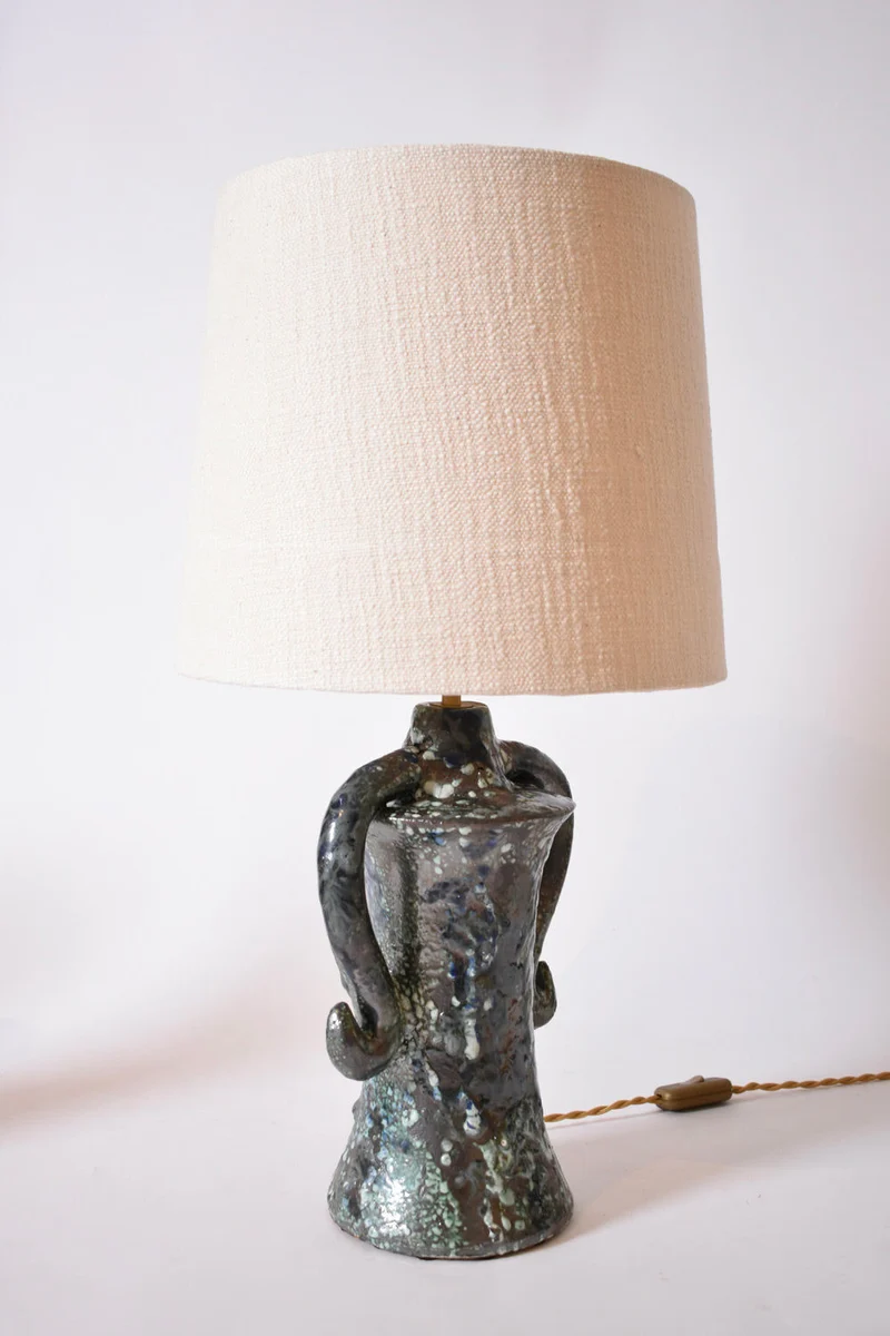 "Kasaï" Erato Blue and Green Ceramic Table Lamp