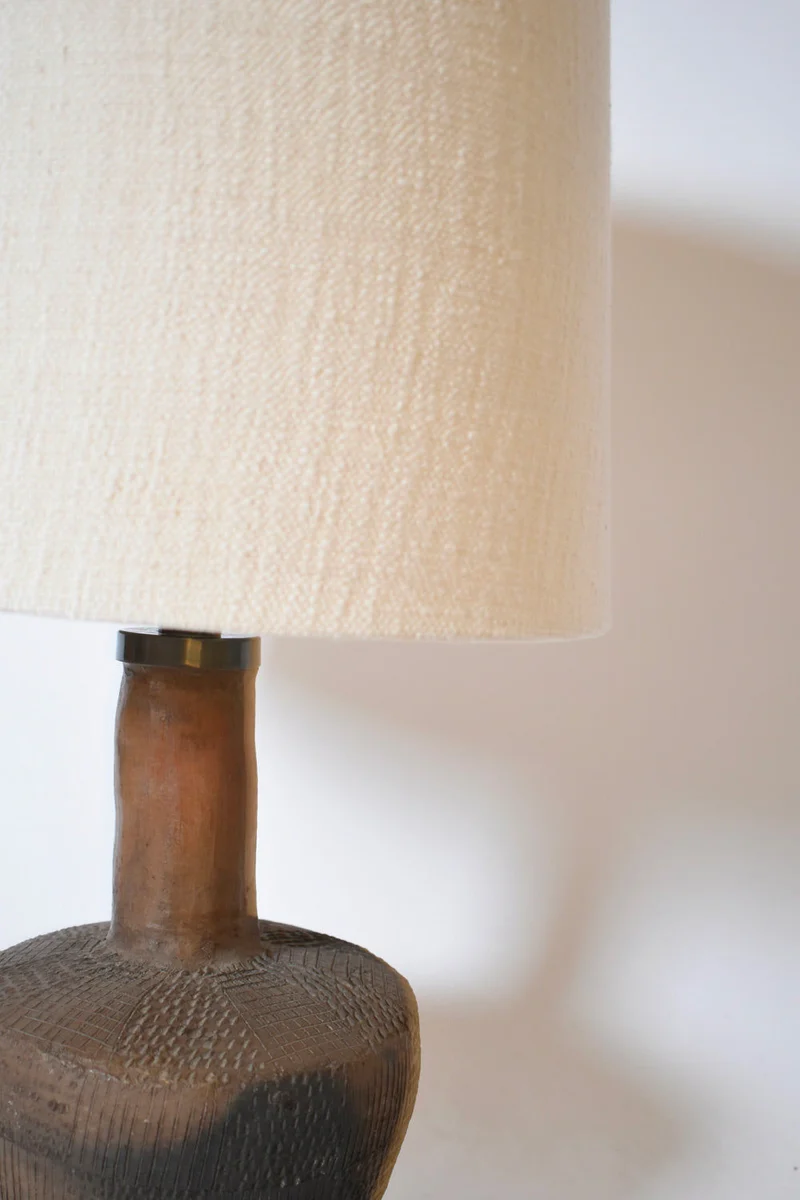 Vintage African Brown Ceramic Table Lamp, 1970s