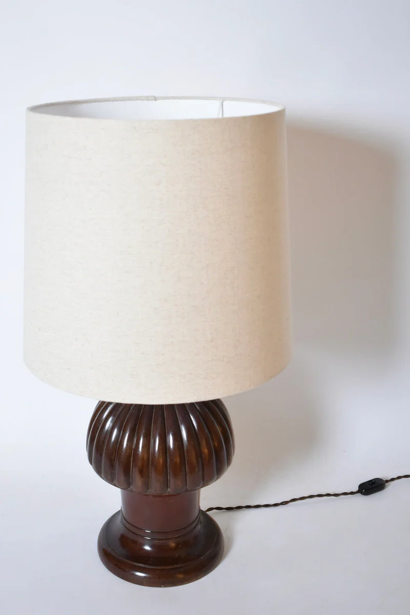 Vintage Pine Shape Wooden Table Lamp, 1930s
