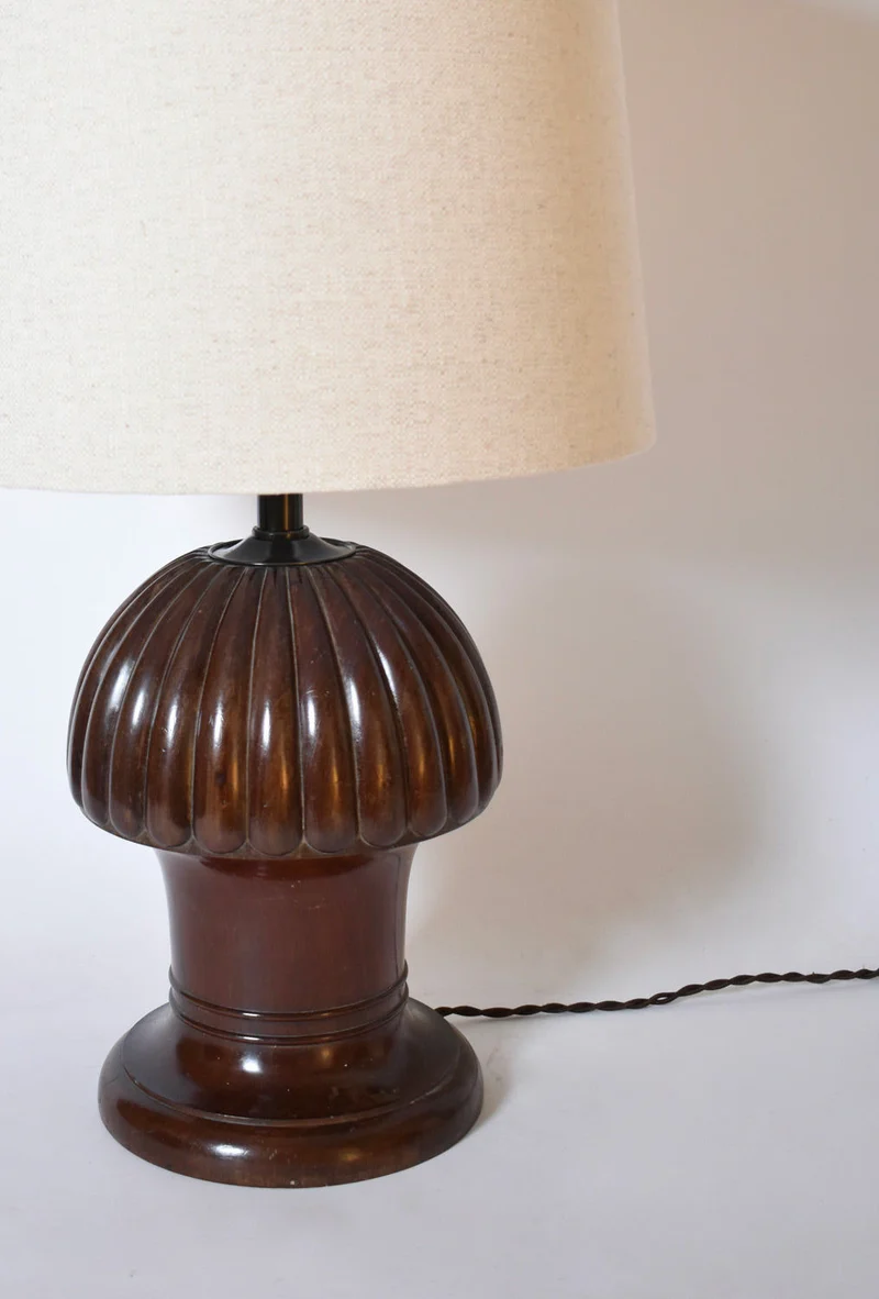Vintage Pine Shape Wooden Table Lamp, 1930s