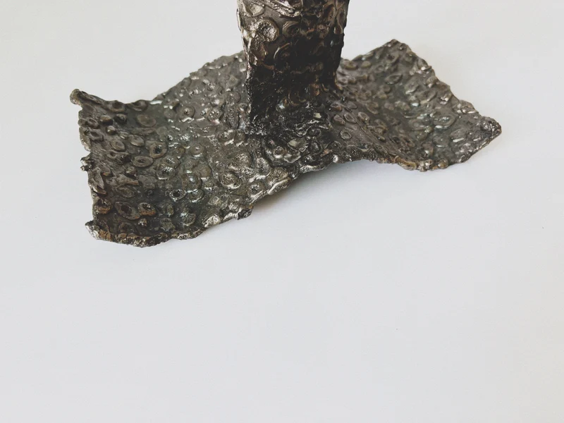 Molten Metal Sculptural 3 Arm Candlestick, Brutalist Poland