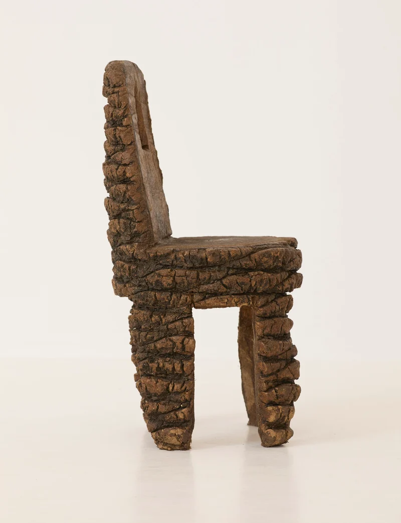Small Artisanal Brutalist Chair in Solid Palm Tree C. 1970