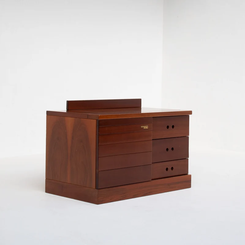 Set of Nightstands in Wood and Brass