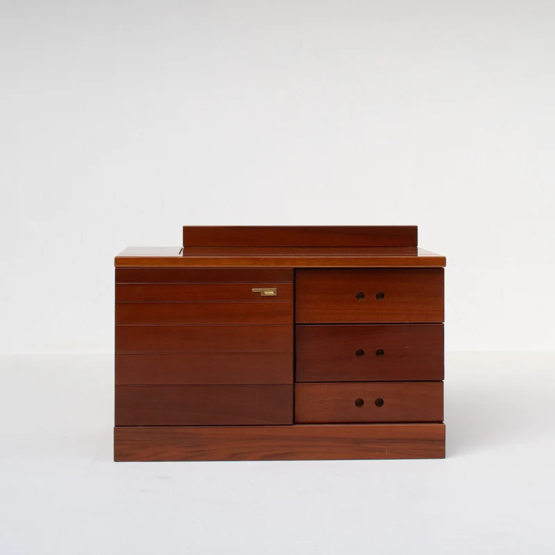Set of Nightstands in Wood and Brass