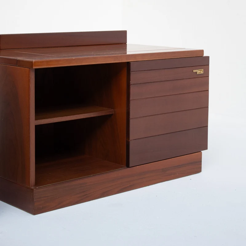 Set of Nightstands in Wood and Brass