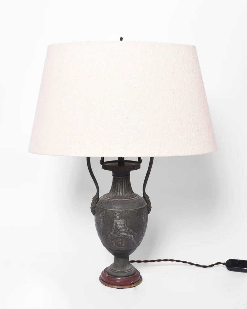 Vintage Neoclassical blackened iron Table Lamp, 1920s