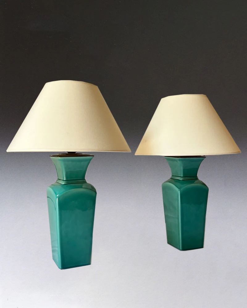 Vintage Pair of Art Deco Ceramic Table Lamp By Paul Millet Manufacture de Sevres