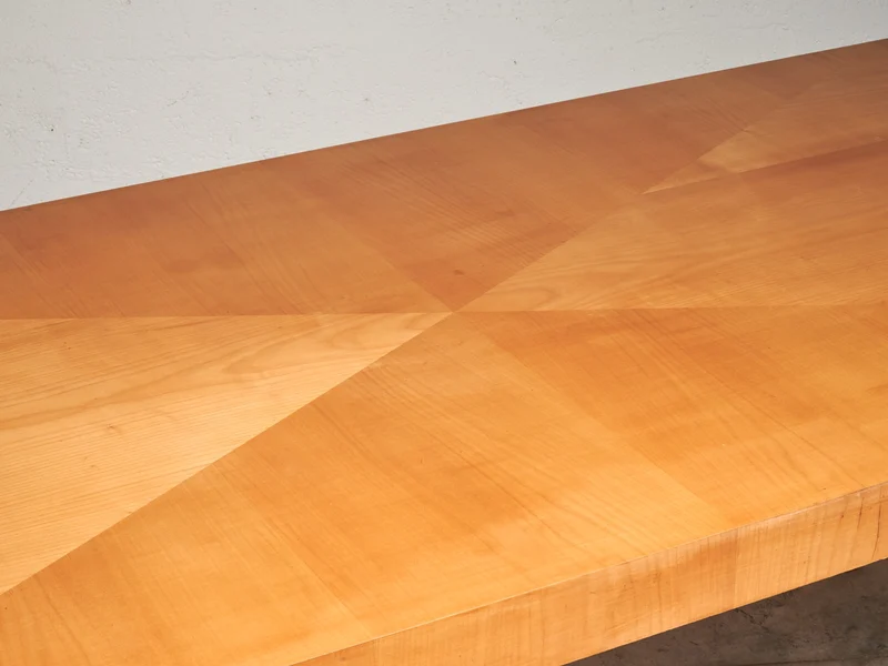 Post-Modern Table with Marquetry Top and Cast Aluminum Legs, 1980's