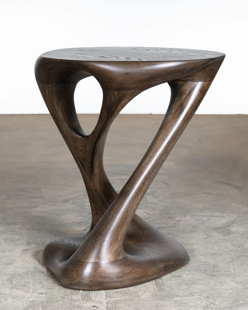 Sasha Side Table, Solid Ash w$ood Graphite Walnut Stain