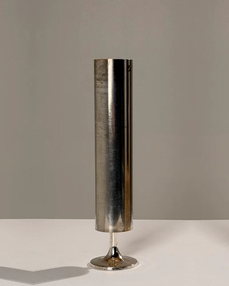 Large Silver-plated Metal Candleholder, France, circa 1970.