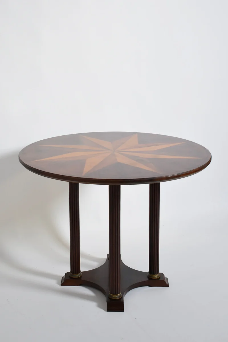 Neoclassical Star Marquetry Pedestal Table
