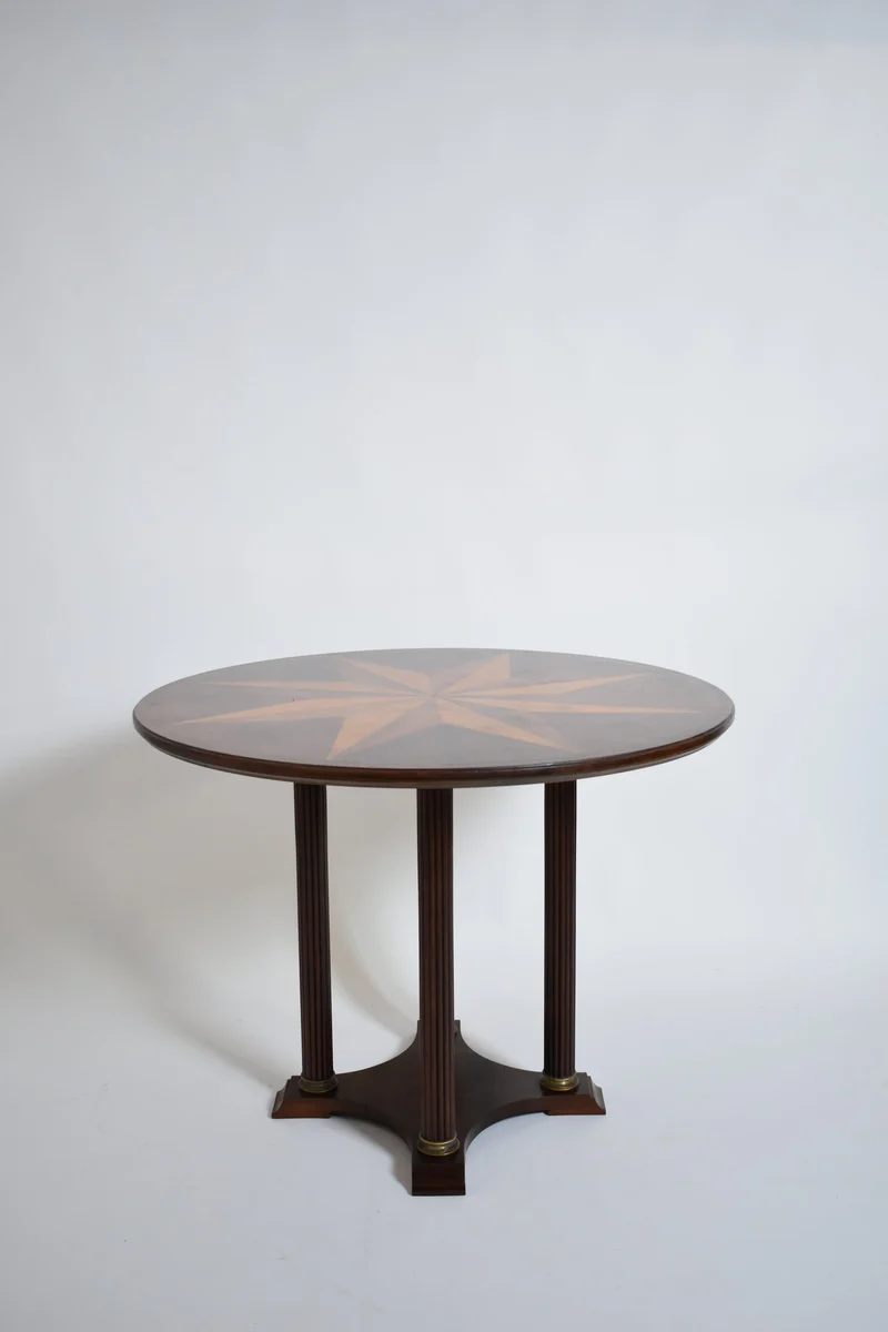 Neoclassical Star Marquetry Pedestal Table