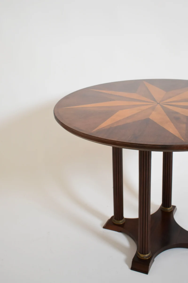 Neoclassical Star Marquetry Pedestal Table