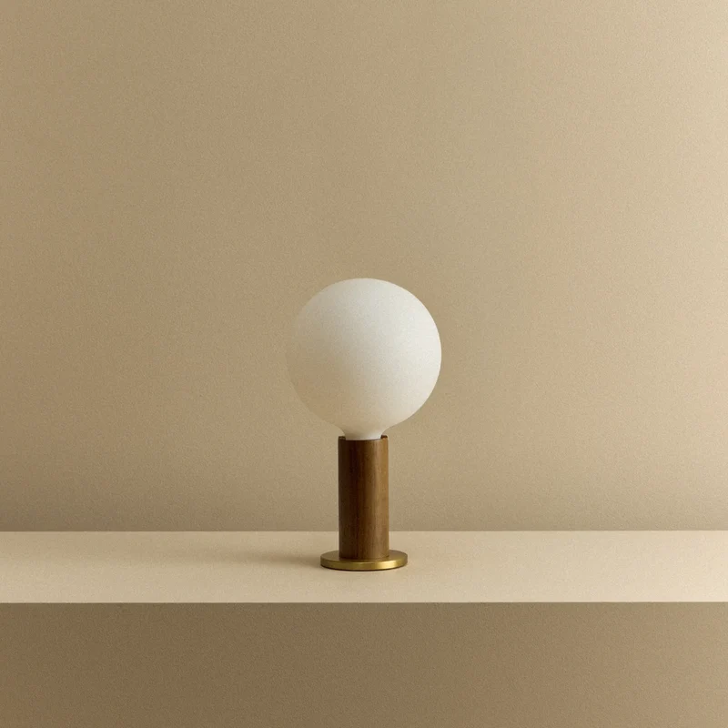 Knuckle Table Lamp in Walnut + Sphere IV