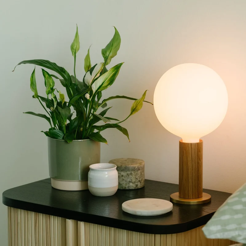 Knuckle Table Lamp in Walnut + Sphere IV Set