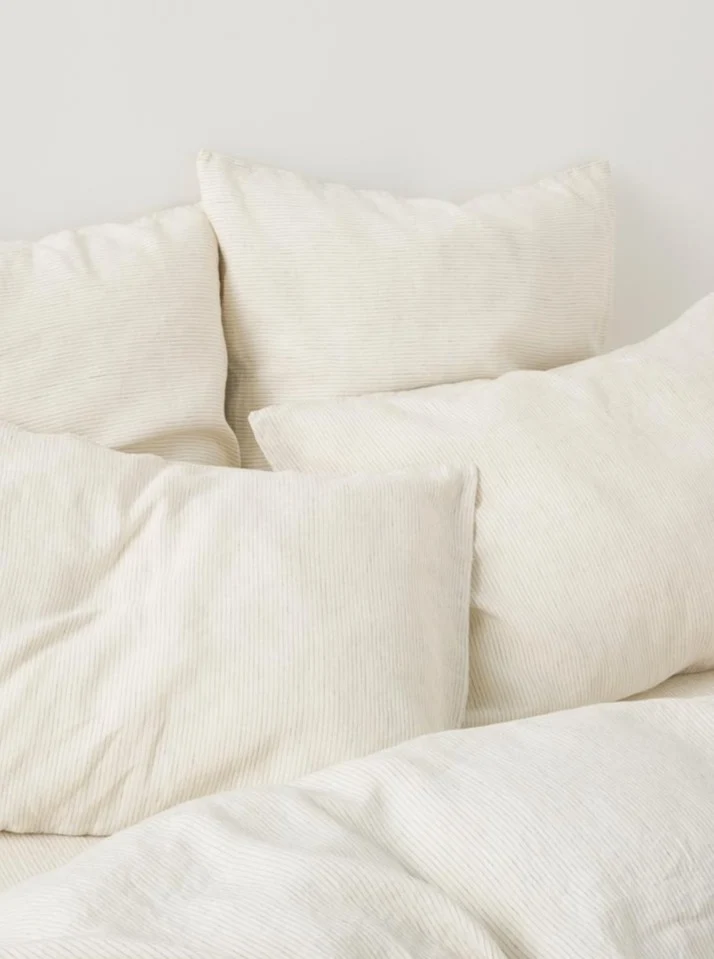 Washed Linen Bed Set in Stripes