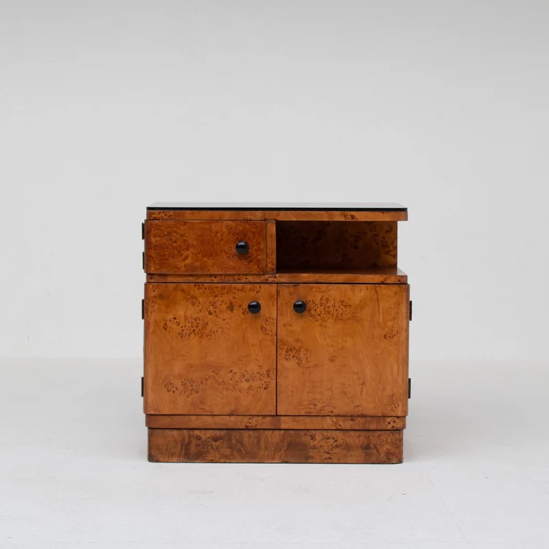 Pair of Art Deco Nightstands in Burlwood