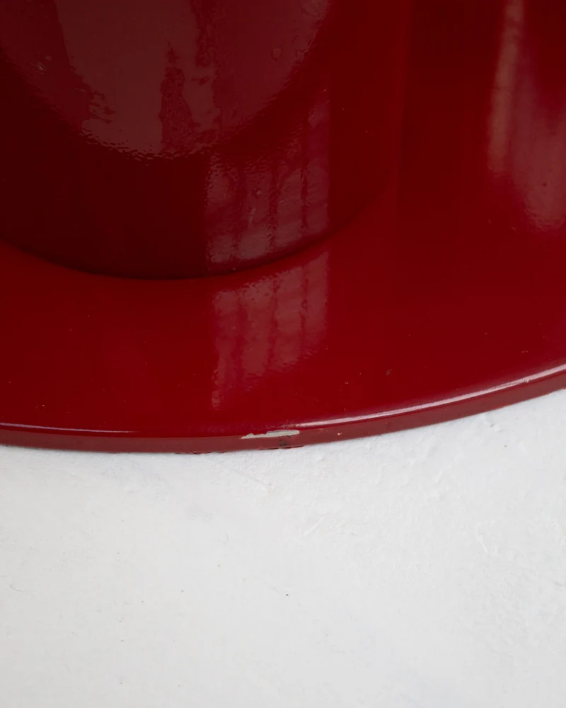 Round Marble Dining Table with Burgundy Lacquered Base