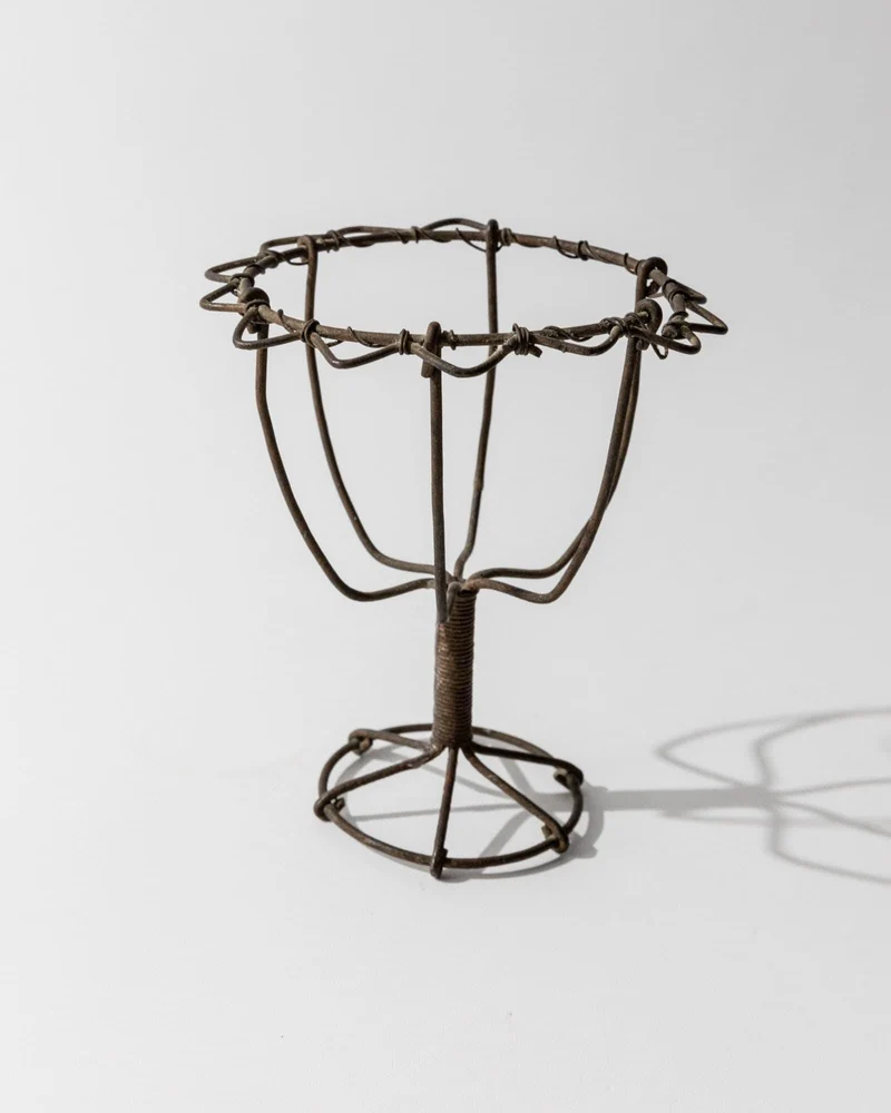 Antique 1850s Iron Wire Candleholder Set of 2