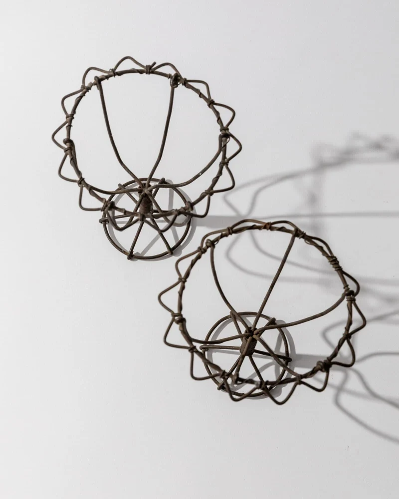 Antique 1850s Iron Wire Candleholder Set of 2