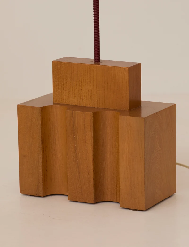 Maison Regain Table Lamp in Solid Elm. Vintage, Circa 1980.
