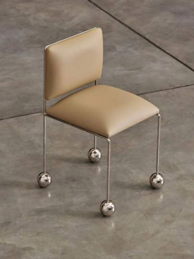 Ball Foot Sculptural Chair in Vegan Leather