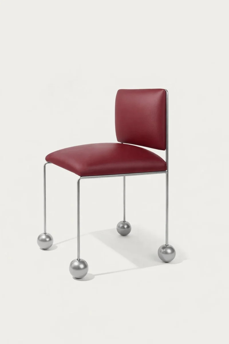 Ball Foot Sculptural Chair in Vegan Leather