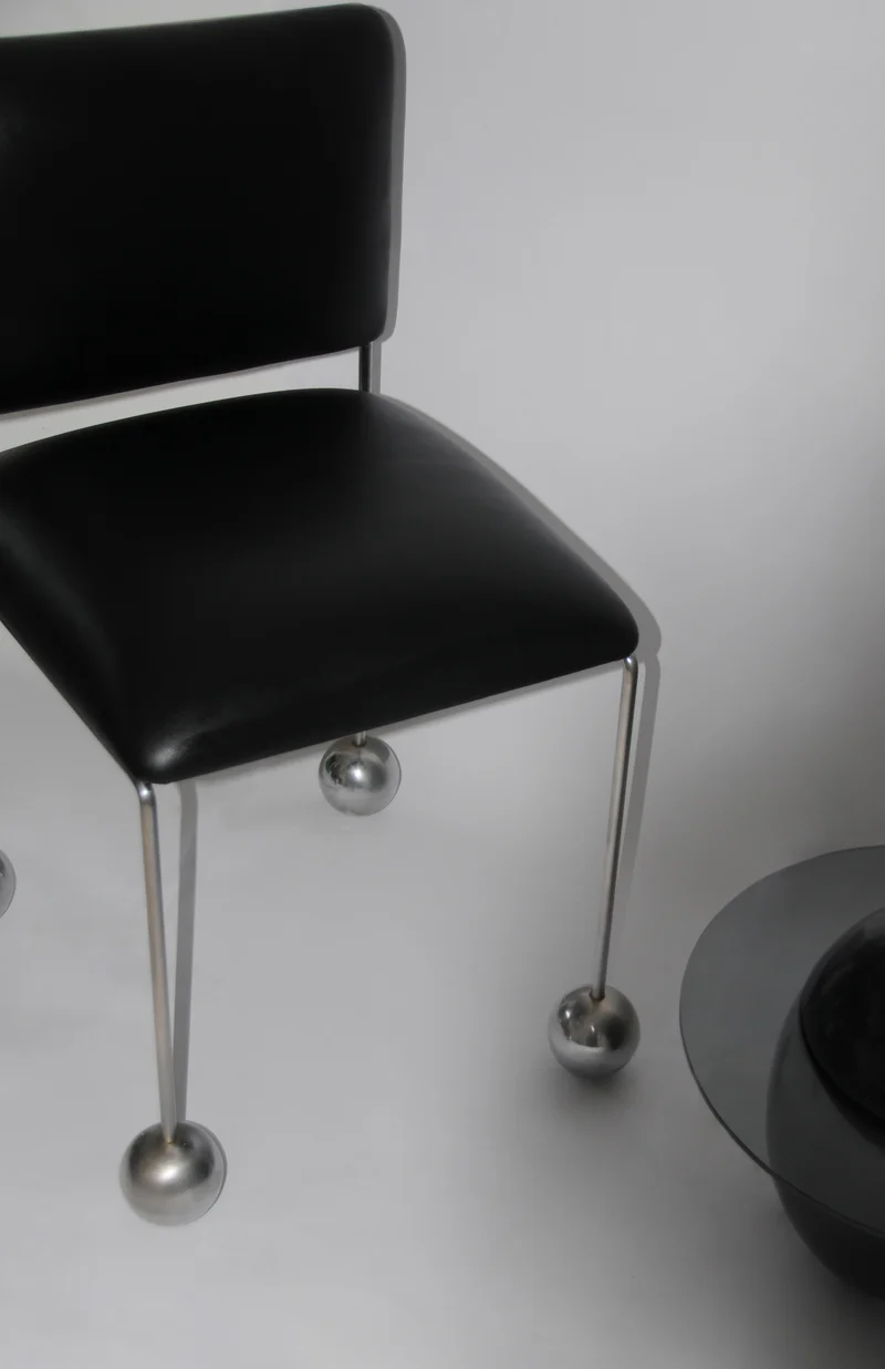 Ball Foot Sculptural Chair in Vegan Leather