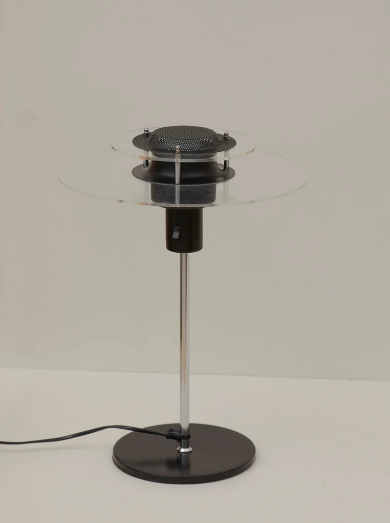 Vintage Postmodern Ikea Cirkle Chrome Table Lamp C. 1990