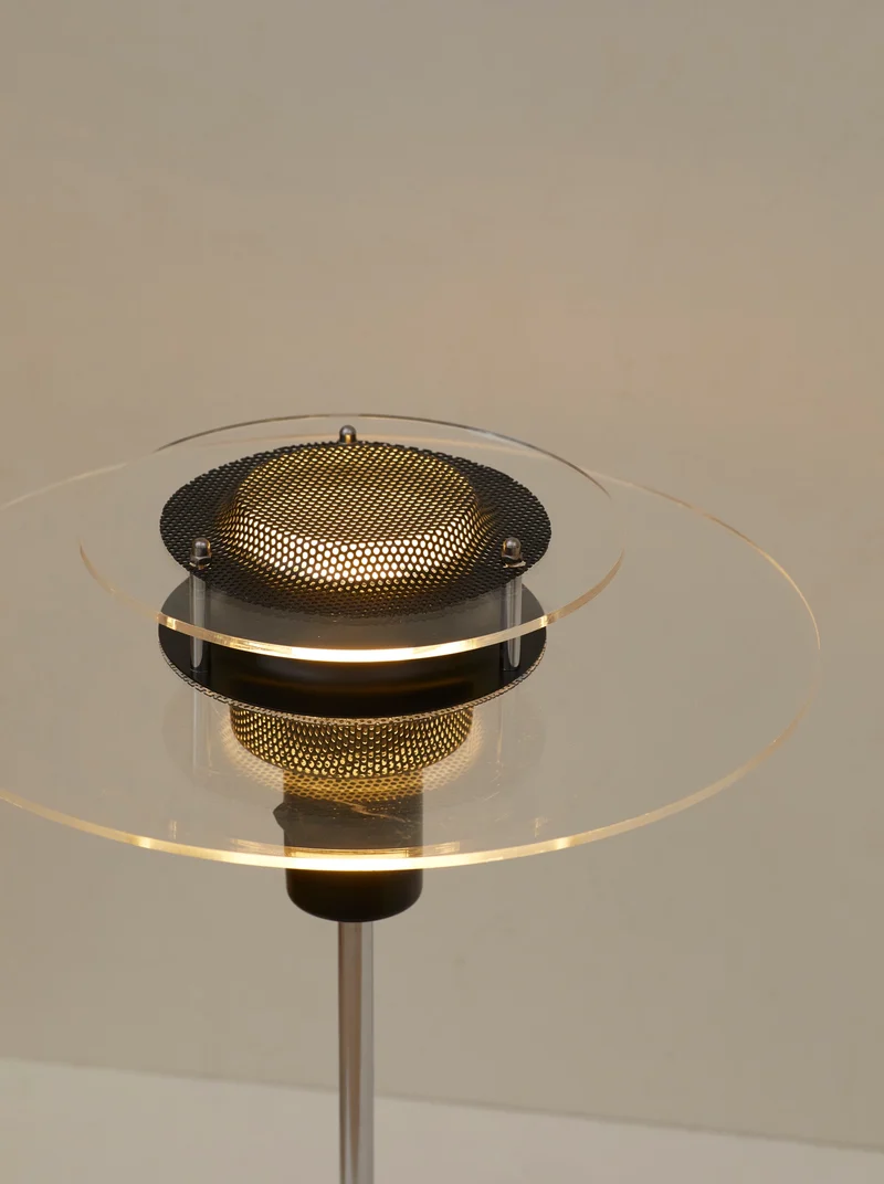 Vintage Postmodern Ikea Cirkle Chrome Table Lamp C. 1990