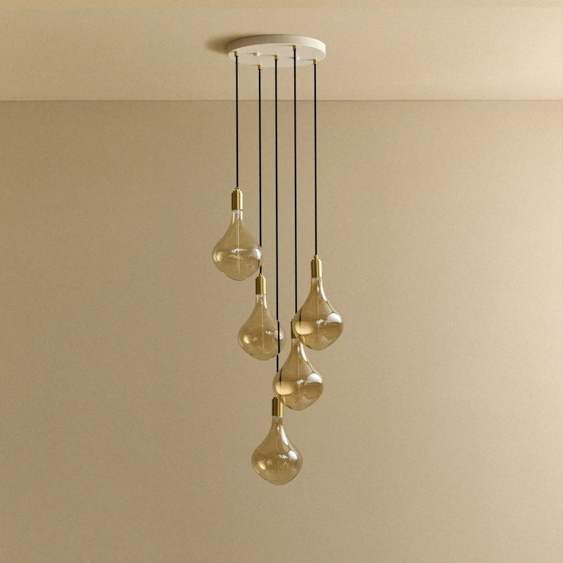 Five Pendant in Brass + Voronoi II