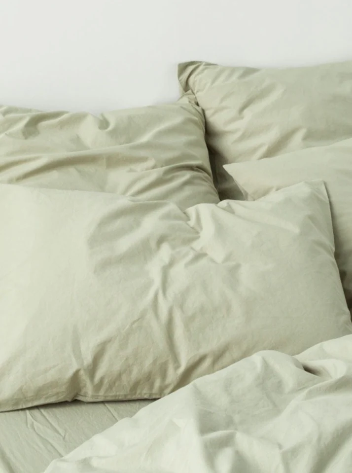 Washed Cotton Percale Bed Set in Sage