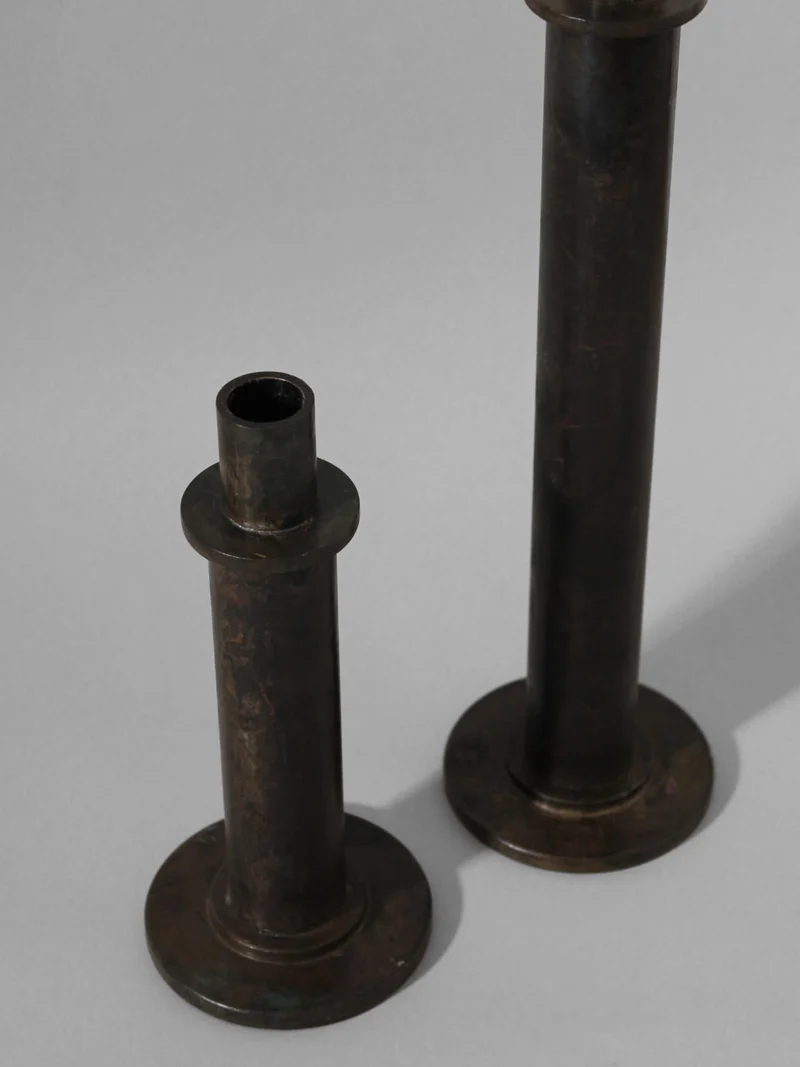 Pair of Brutalist Massive Iron Candle Holder, 1970s